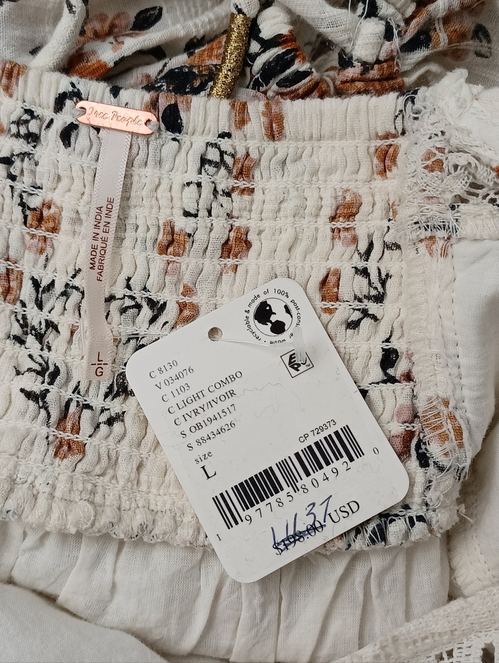 Free People All The Attitude Maxi Dress Size L Women Boho Cottagecore Floral - Picture 8 of 15